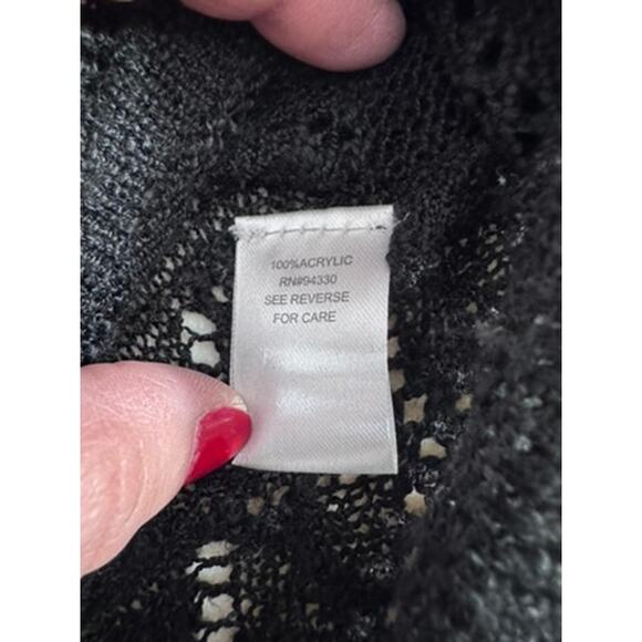 "ONE A" Black Crochet Bathing Suit Cover Up, Size XL, Keyhole front W/Tassel Tie - Picture 8 of 9